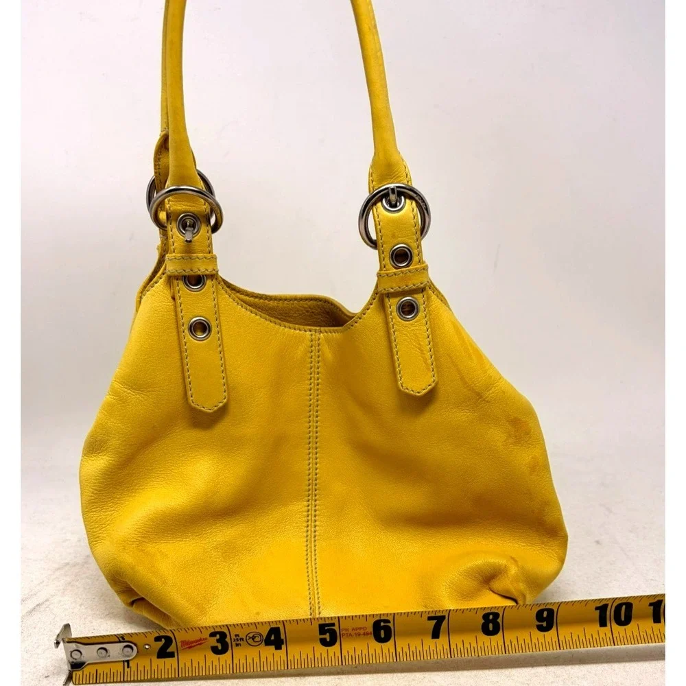 Prada Yellow Vitello Daino Leather Hobo Shoulder Bag Silver Hardware Made Italy